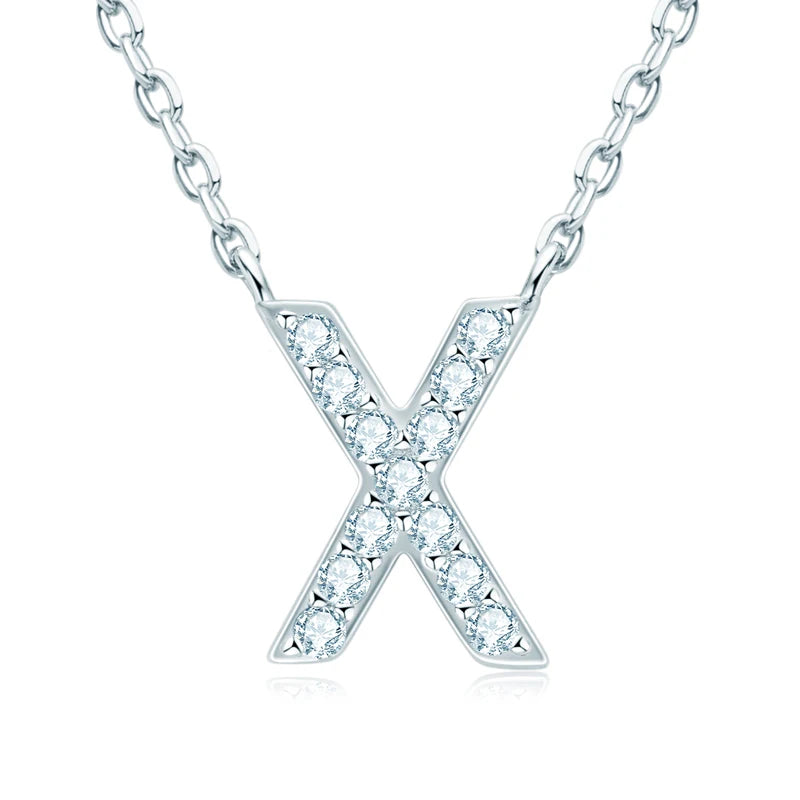 Initial Moissanite 26 Letter Pendant Necklace for Women Men Real Silver 925 Name Pendant Fine Jewelry Valentine's Day Gift