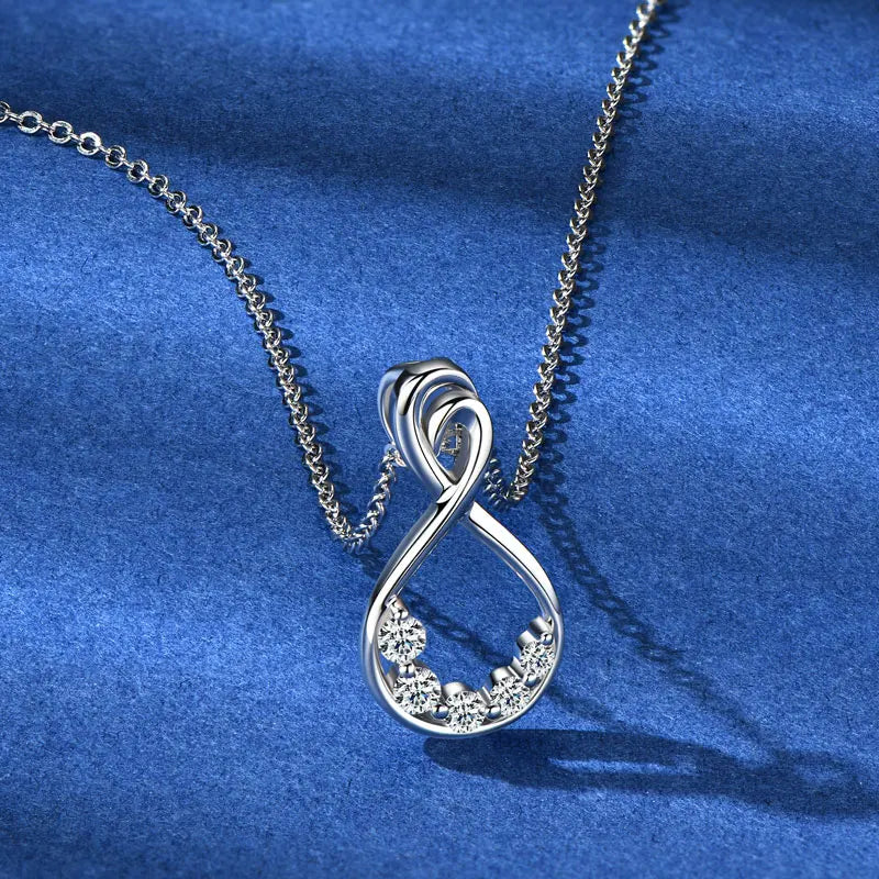 6.5mm 1ct D Moissanite Infinity Pendant Necklace for Women Silver 925 Adjustable Chain 8mm 2ct Lab Diamond Infinite Charm Gifts