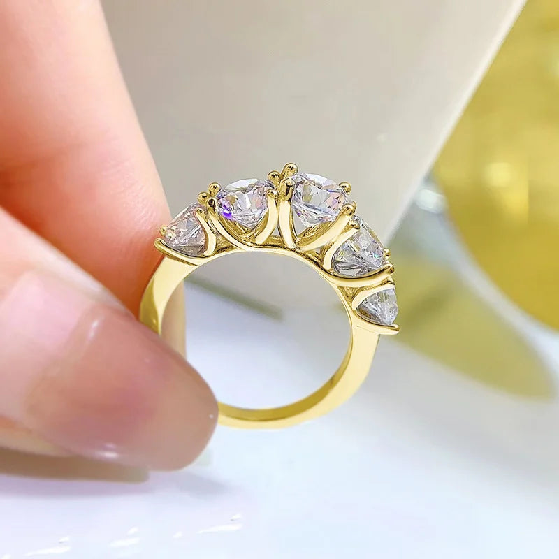 2.0CTTW 6.5mm D Color Moissanite Engagement Wedding Ring 925 Sliver GRA Certified Three Stone Band for Women Promise Fine Jewel