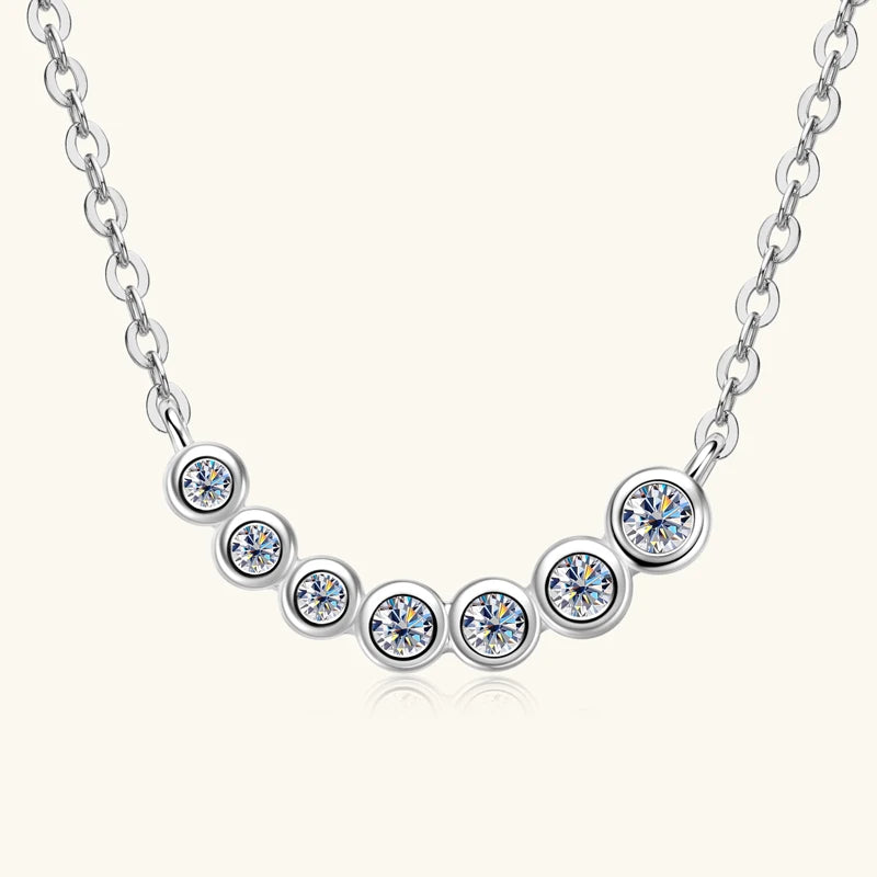 D0.17CT Moissanite 7 Stones Pendant Necklace for Women 18k Gold Plated 925 Silver Adjustable Chain Fine Jewelry Gifts S925