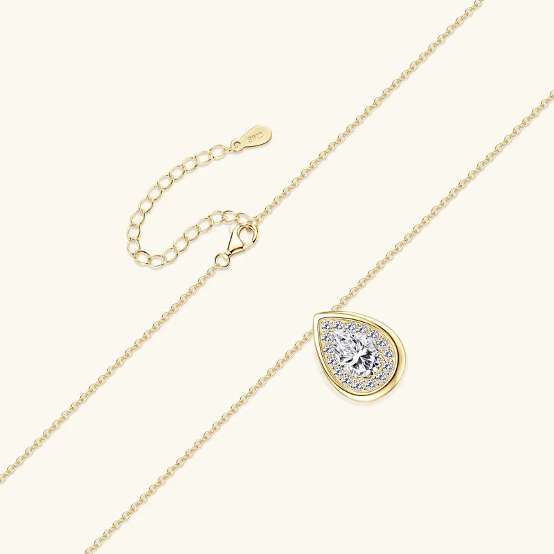 2025 2CT 1.5CT 1CT Pear Cut D Moissanite Waterdrop Pendant Necklace for Women 925 Silver Adjustable Chain GRA Certified Jewelry