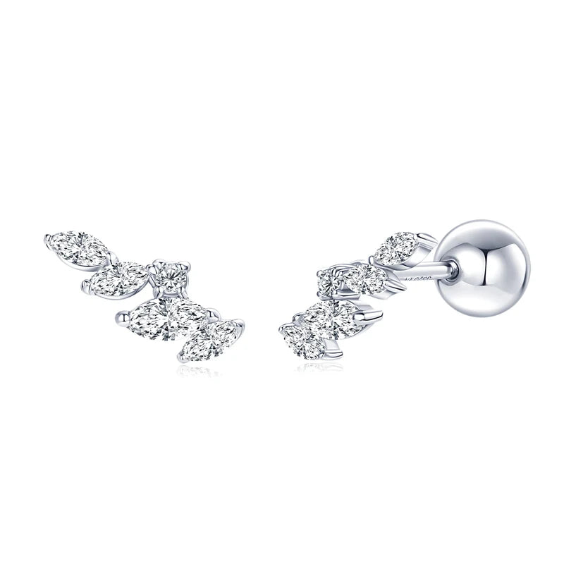 2024 Trendy Leaf-Shaped Stud Earrings Marqusie Cut Moissanite Piercing Earrings 100% 925 Silver for Women GRA Certified Jewelry