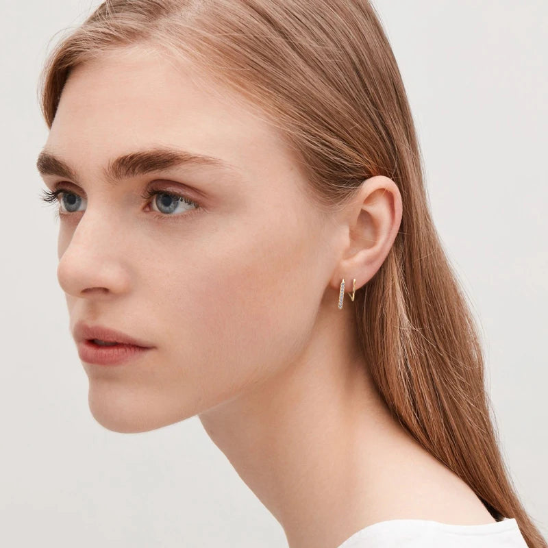 Stylish Bar Spinning Earrings 14k Gold Plated 925 Silver for Women Moissanite Piercing Earrings Jewelry 2024 Trend Gift