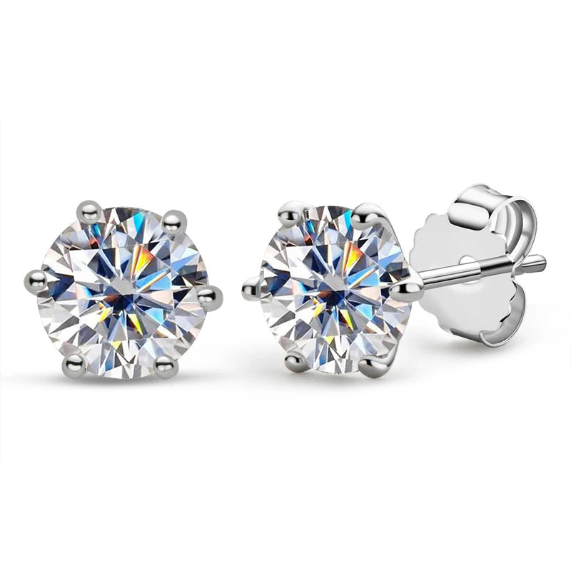 Real 3 Carat 2ct D Color GRA Moissanite Stud Earrings for Women 1ct Solid 925 Sterling Silver Fine Jewelry 18K Gold Plated
