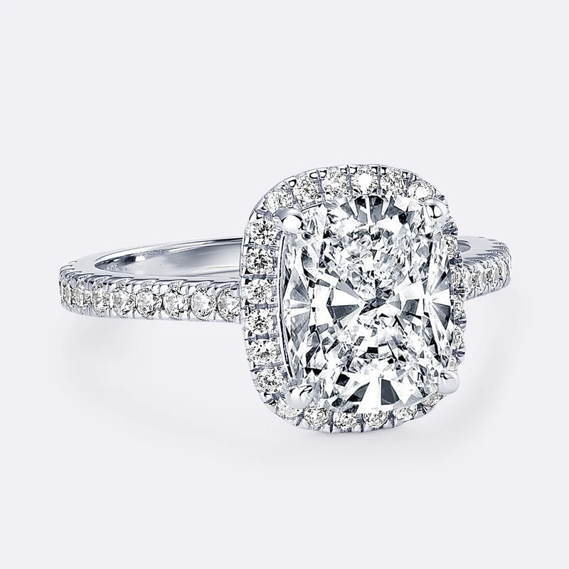 Original 4.0 Carat Cushion Cut Moissanite Wedding Ring 925 Sterling Sliver Promise Ring Bands for Women Engagement Jewelry