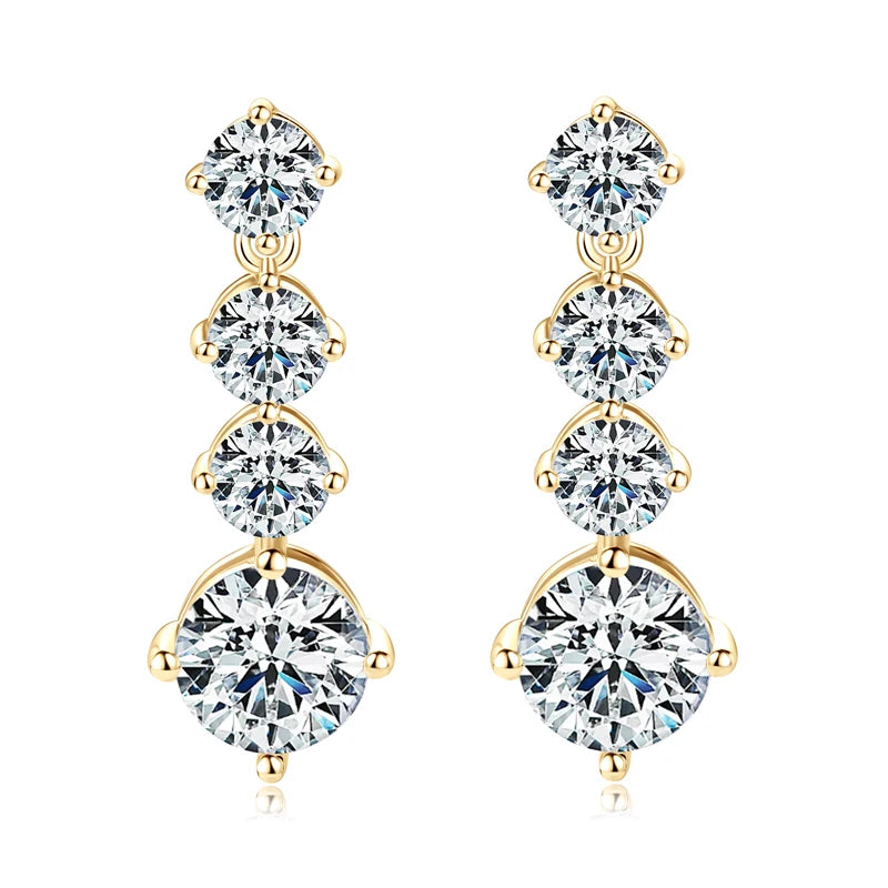 Original 2.0CT Moissanite Drop Earrings 925 Silver Long Dangle Piercing Ear Earrings Wedding Jewelry for Women Gifts Certificate