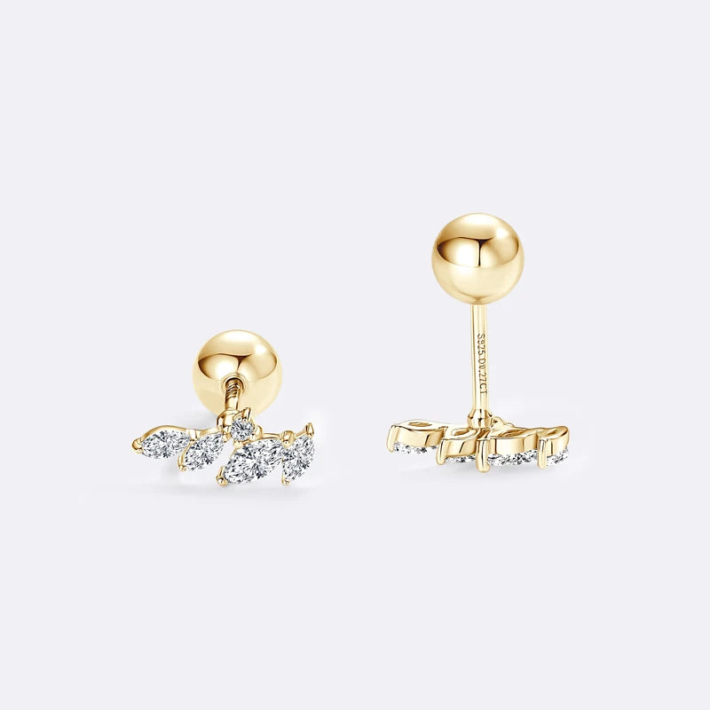 2024 Trendy Leaf-Shaped Stud Earrings Marqusie Cut Moissanite Piercing Earrings 100% 925 Silver for Women GRA Certified Jewelry