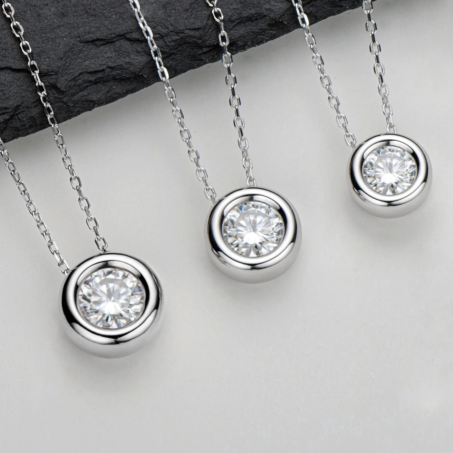 2025 Sparking 1ct 2ct 3ct D Moissanite Pendant Necklace for Women Adjustable 925 Silver Chain Fine Jewelry Valentine's Day Gift