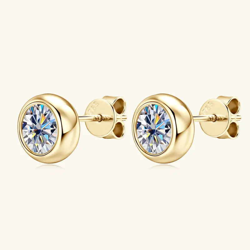 Bezel 5mm 6.5mm 1CT D Color Moissanite Earrings 925 Sterling Silver Plated K Gold Earrings for Men Women Gift Valentine's