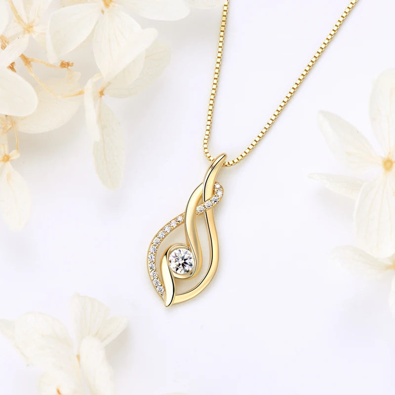 Real D0.43CT Moissanite Twist Pendant Infinity Necklace Silver 925 Sterling for Women Jewelry Wedding Party Birthday Gifts