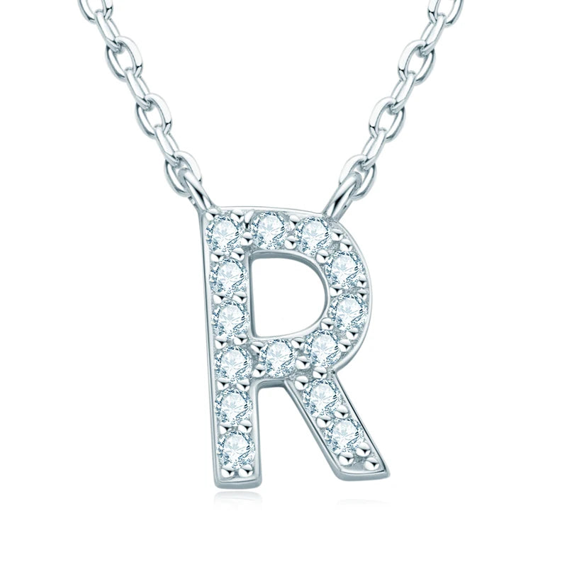 Initial Moissanite 26 Letter Pendant Necklace for Women Men Real Silver 925 Name Pendant Fine Jewelry Valentine's Day Gift