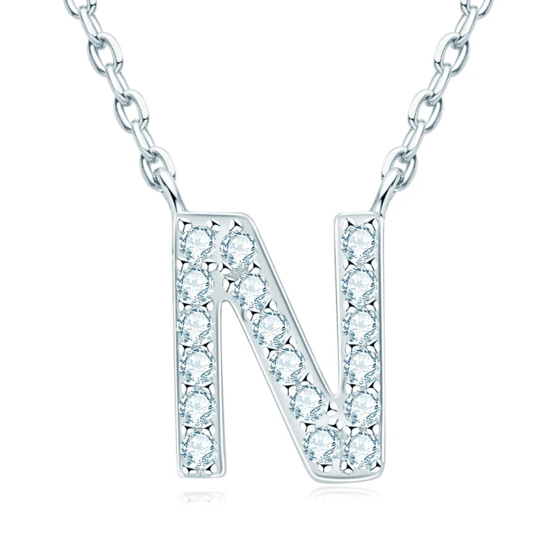 Initial Moissanite 26 Letter Pendant Necklace for Women Men Real Silver 925 Name Pendant Fine Jewelry Valentine's Day Gift