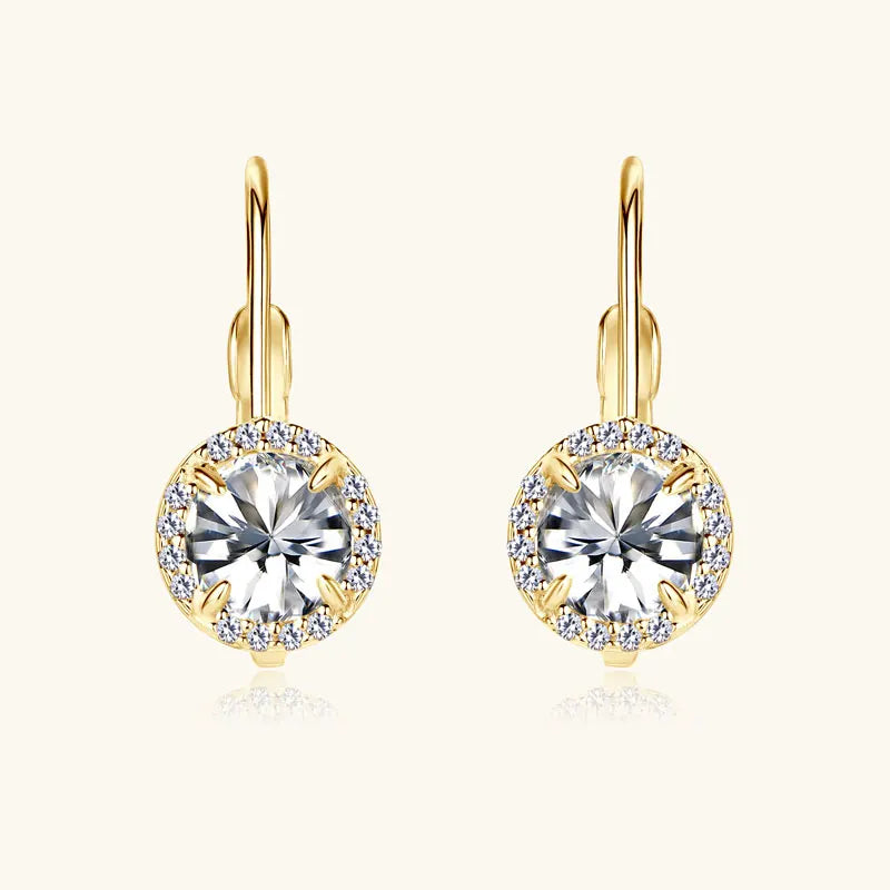 Tren-dy 6.5mm 1.0CT Moissanite Drop Earrings for Women 925 Silver 18k Gold Plated Clip Hoop Earrings Wedding Jewelry Gifts
