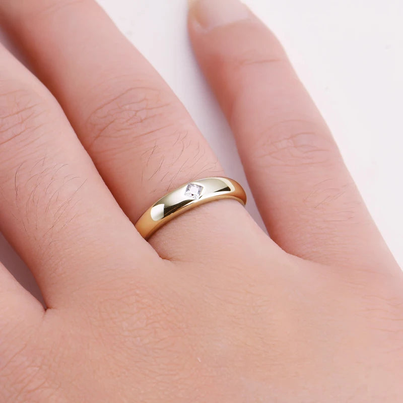 18k Gold Plated Wedding Ring 925 Silver D Color Princess Cut Square Moissanite Promise Bands for Women Certificate GRA