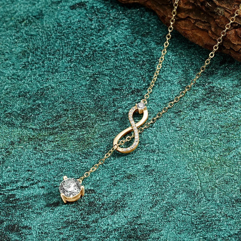 925 Silver Infinity Necklace for Women 6.5mm D Color Moisasnite Pendant Y Shape Necklaces Anniversary Wedding Jewelry Gift