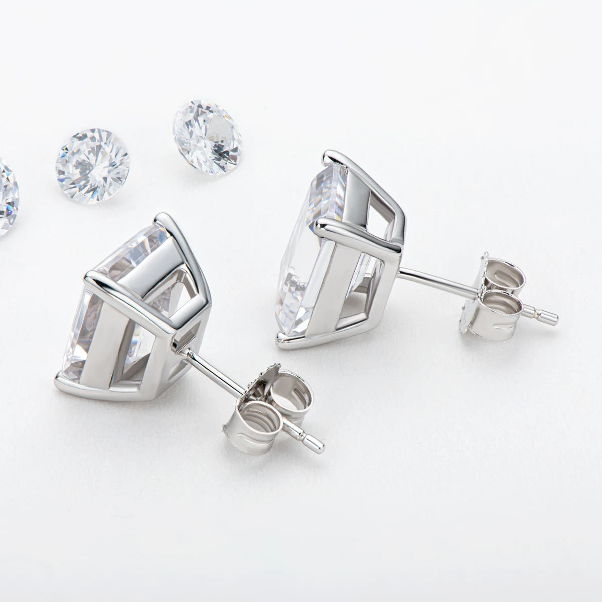Fashion 925 Sterling Silver Emerald Cut Stud Earrings for Women Geometric Piercing Earring Wedding Ear Buckle Jewelry Gift