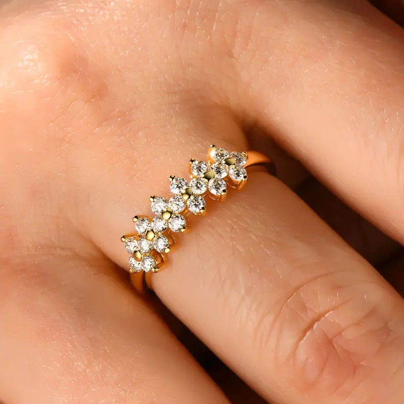 Fashion 2mm D All Moissanite Rings for Women 925 Silver Flower Eternity Ring Bands Daily Wear Finger Jewelry Gifts 2025