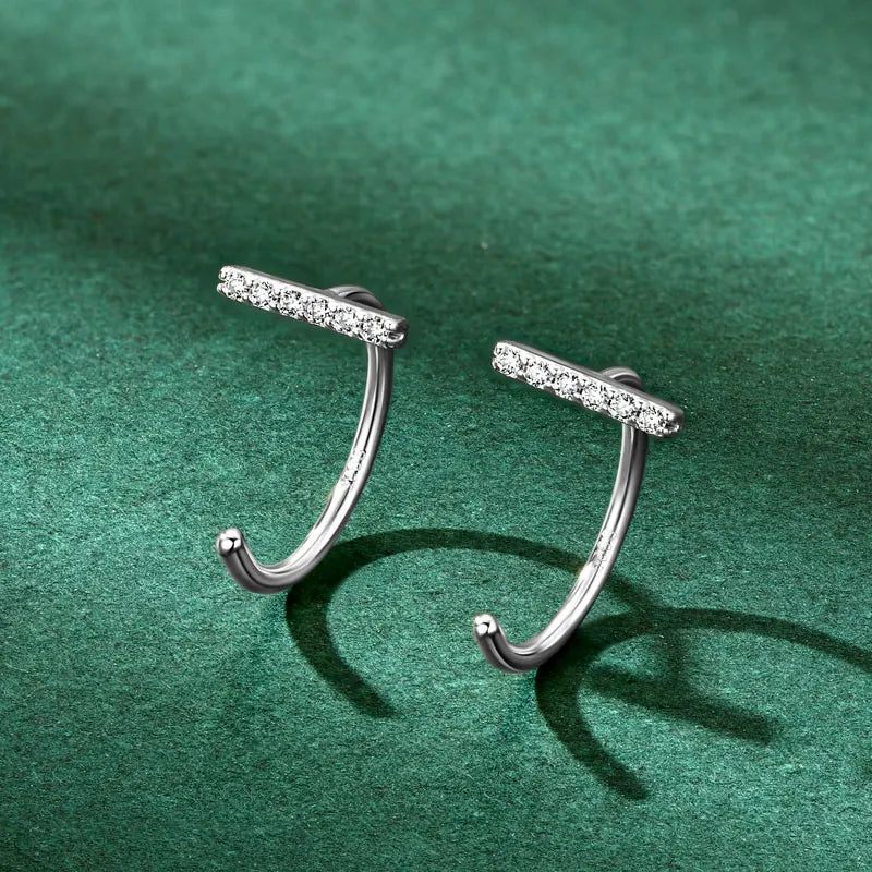 2025 Trendy 1mm Moissanite Stud Earrings 925 Sterling Silver for Women Simple Piercing Ear Earrings Cuff Fine Jewelry Gift