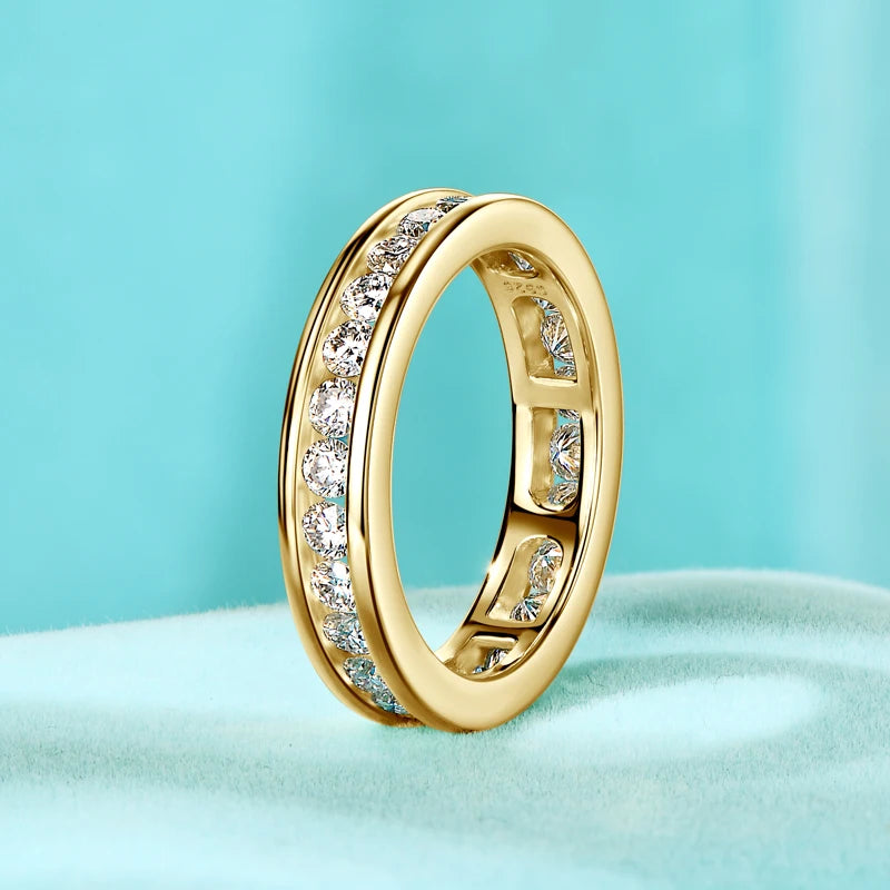 2.5mm Full Eternity Band Moissanite Ring Real 925 Sliver for Women Trendy Wedding Engagement Finger Rings GRA Certified