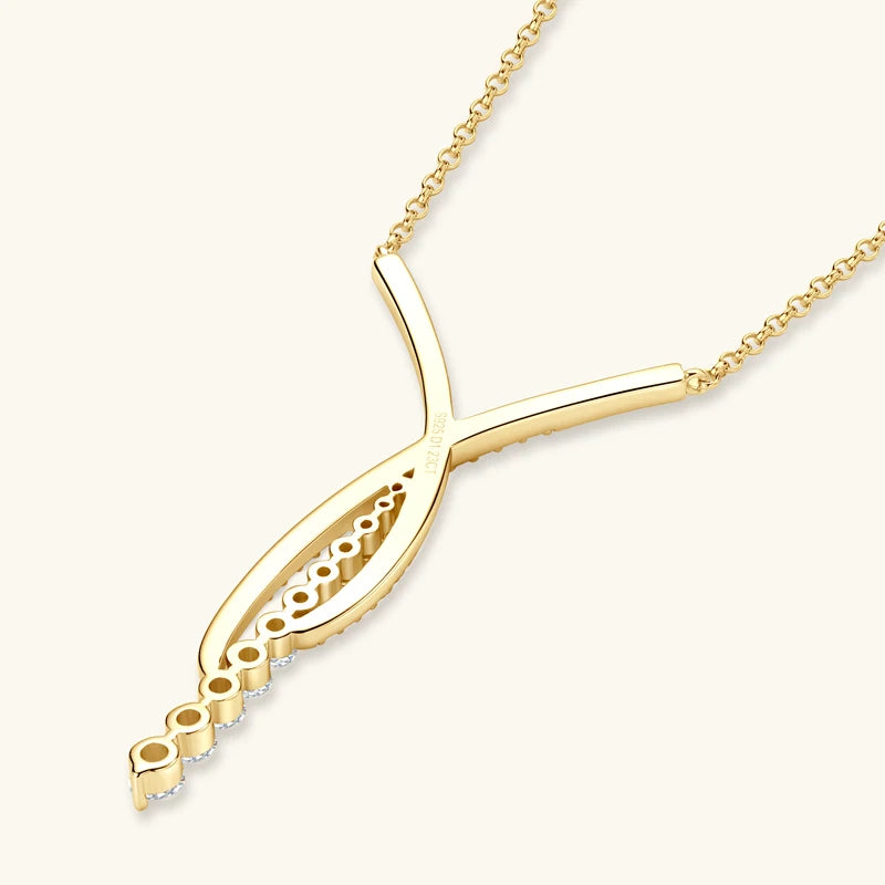New Full Moissanite Y Pendant Necklace for Women 925 Silver Adjustable Chain Luxury Bar Moissanite Drop Jewelry Gift 2025 Trend