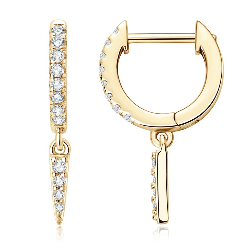 Personalized Triangular Moissanite Drop Earrings 100% Silver 925 Hoop Huggie Earring For Women Gift Jewelry with GRA Certificate