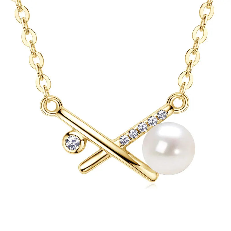 S925 Silver Percentage % Pendant Necklace 5.5-6mm Natural Freshwater Pearl Necklaces For Women Fine Jewelry 2025 Trend
