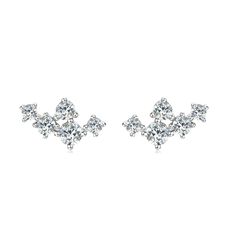Original 925 Silver Cluster Round Moissanite Stud Earrings 18K Gold Plated for Women Gift Wedding Party Jewelry Hypoallergenic