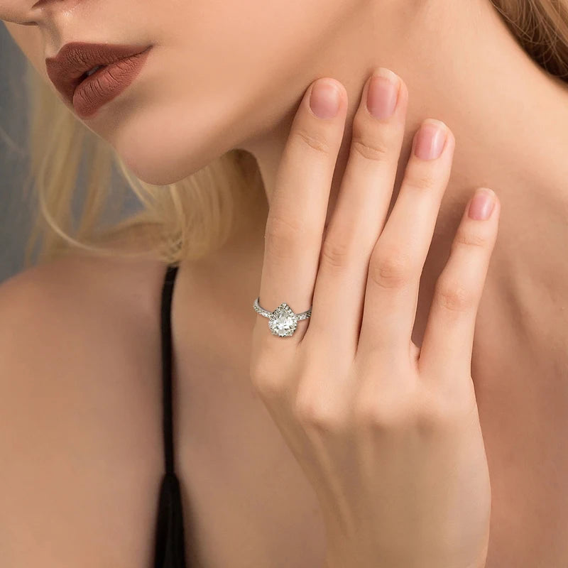 Original 925 Sterling Sliver Wedding Promise Ring 2.0 Carat Pear Cut Moissanite Ring Bands for Women Engagement Jewelry