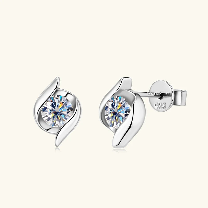 Real 5mm Moissanite Earring 100% 925 Sterling Silver Twist Ear Stud Women's Earrings 2023 Unique New Girls Jewelry Earring