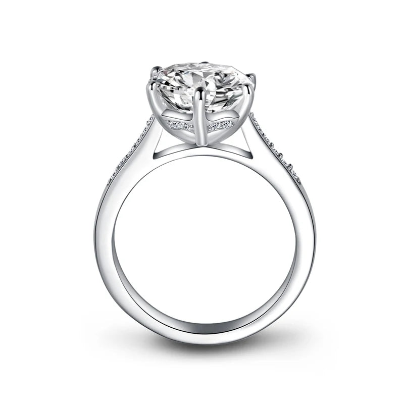 10mm(3.5ct) Round Cut Sona Simulated Diamond Solitaire Ring for Women Genuine 925 Sterling Silver Engagement Jewelry Gift