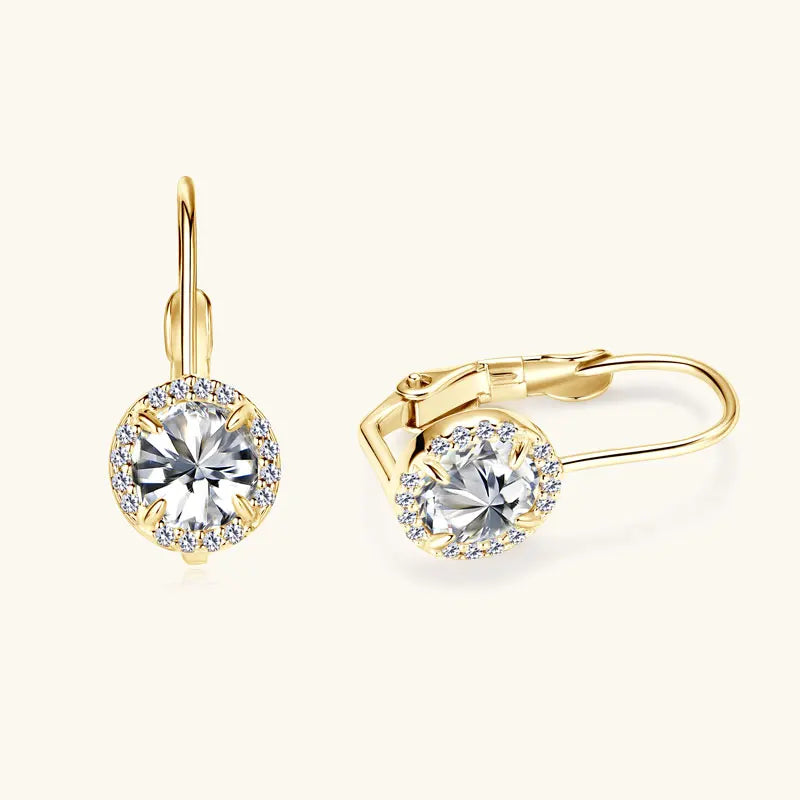 Tren-dy 6.5mm 1.0CT Moissanite Drop Earrings for Women 925 Silver 18k Gold Plated Clip Hoop Earrings Wedding Jewelry Gifts