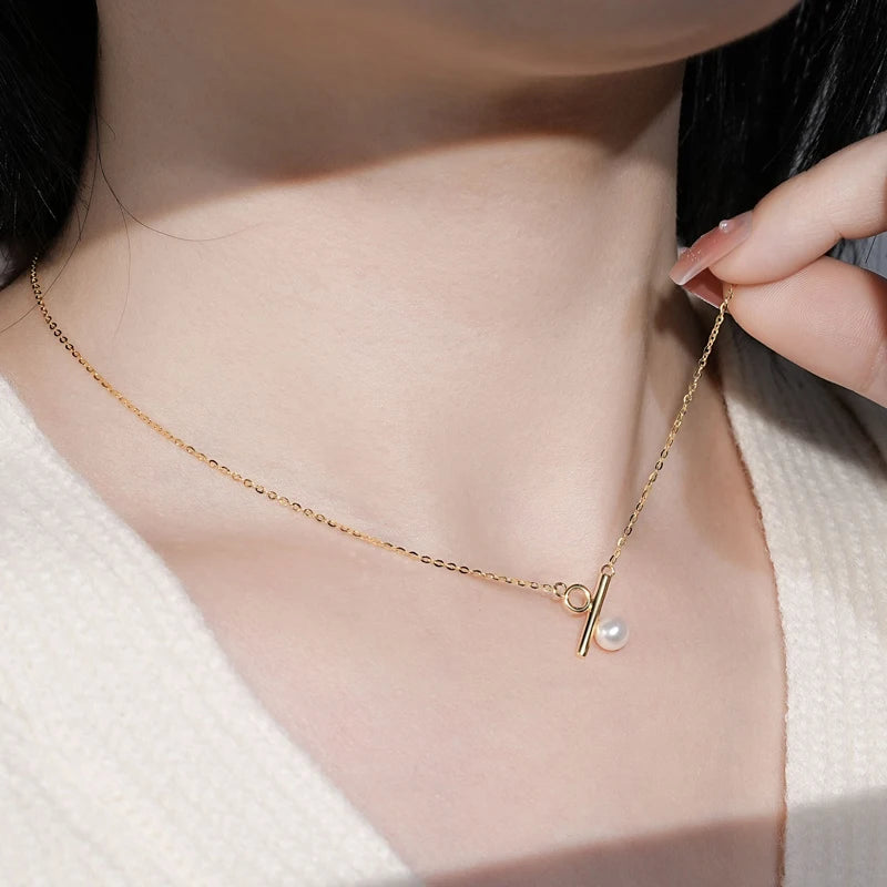 S925 Silver Percentage % Pendant Necklace 5.5-6mm Natural Freshwater Pearl Necklaces For Women Fine Jewelry 2025 Trend