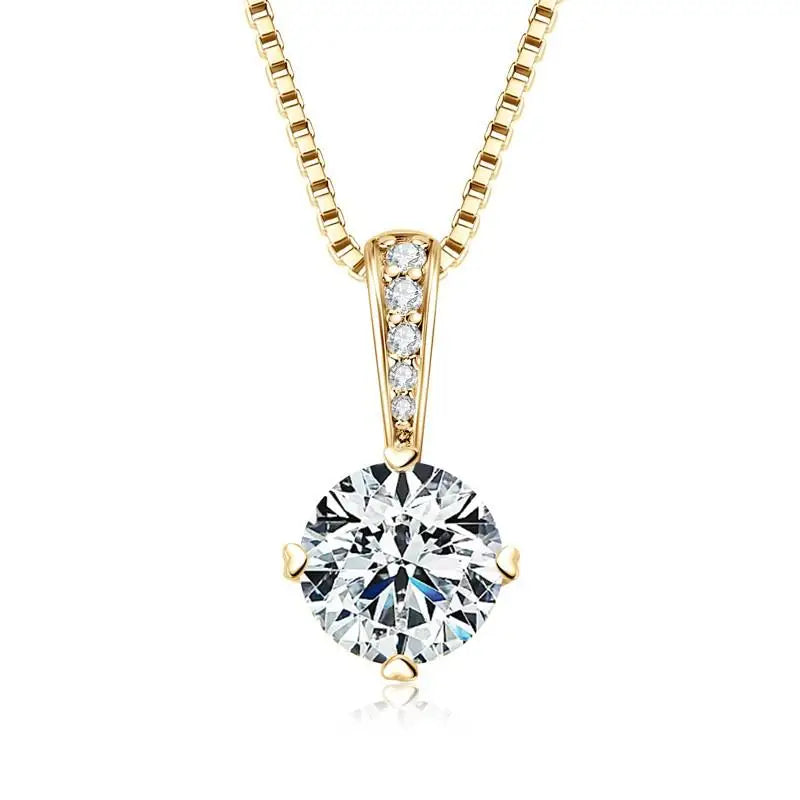 New Women's Necklace 2CT D Color Moissanite Drop Necklaces 1ct Certificate Real Silver 925 Jewelry Heart Shaped Claw Round