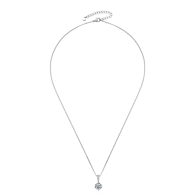 New Women's Necklace 2CT D Color Moissanite Drop Necklaces 1ct Certificate Real Silver 925 Jewelry Heart Shaped Claw Round