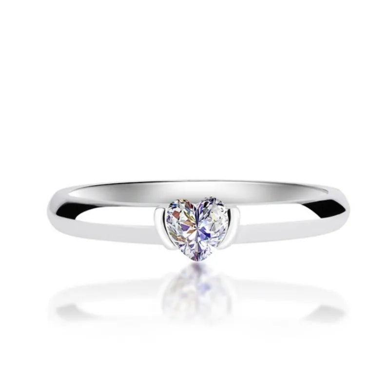 Rose Gold Color 0.5ct Heart Shaped Moissanite Solitaire Engagement Ring Silver 925 for Women Promise Wedding Bands Jewelry