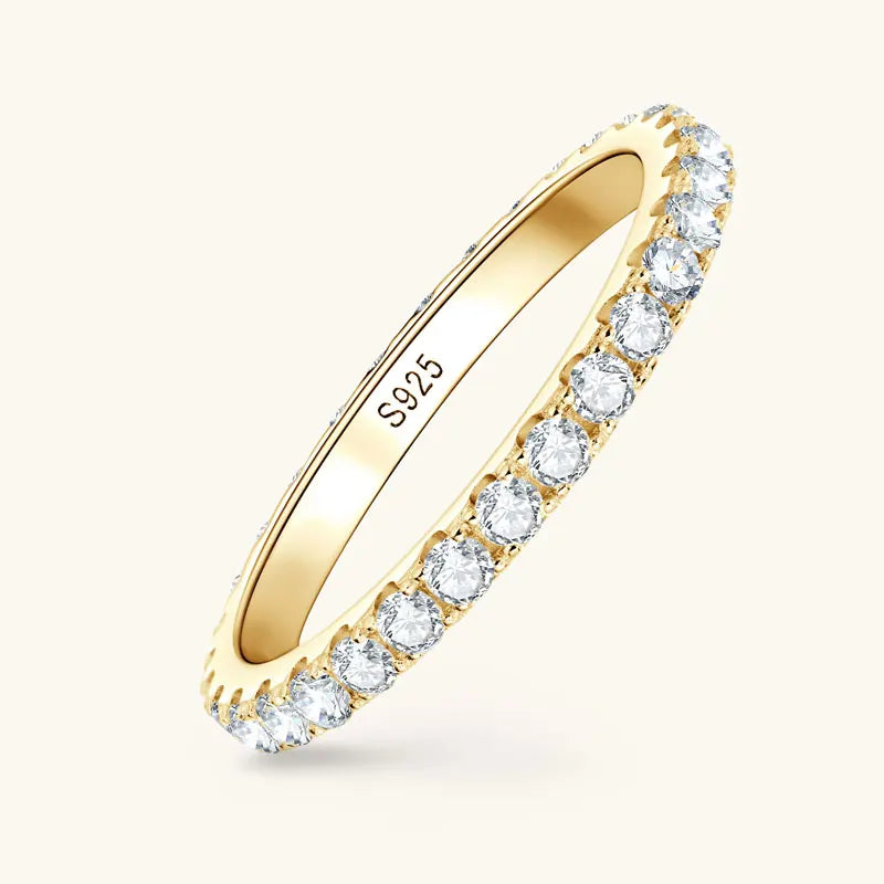 Full Eternity Bands 2mm Moissanite with Certificate 925 Sterling Silver Rings for Women All-Around Wedding Jewelry Gifts