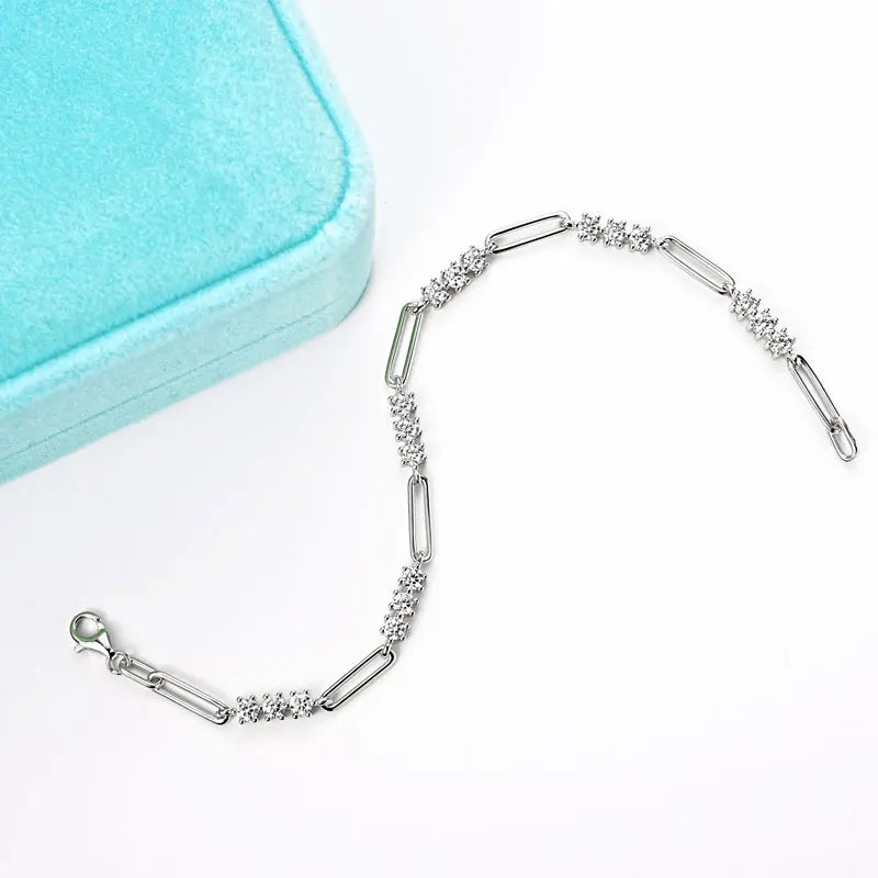 2024 Trendy 925 Silver 3mm D Color Moissanite Bracelets Fashion Bracelet for Women GRA Certified Jewelry Christmas Gifts