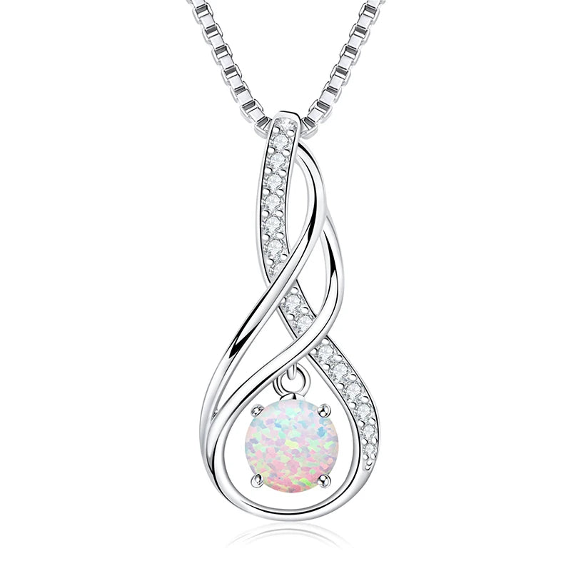 12 Birthstone Infinity Pendant Necklace for Women 925 Silver Colorful Gemstone 6.5mm Moissanite Zirconia Jewelry Birthday Gift