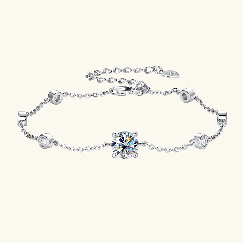 2025 Fashion Bracelets 6.5mm 1CT D All Moissanite Bracelet for Women 925 Silver Adjustable Chain Lab Diamond Jewelry Gifts