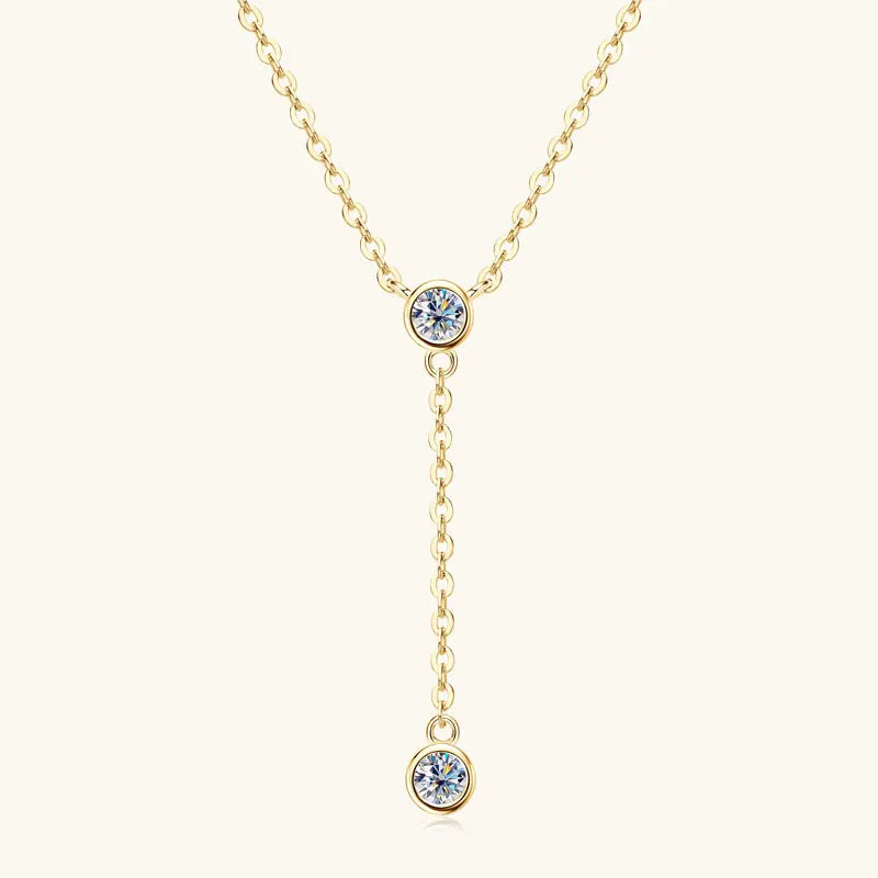 3mm D Color Moissanite Y Shape Long Pendant Necklace for Women Adjustable Chain 100% 925 Silver Jewelry Trendy 2025 Gifts