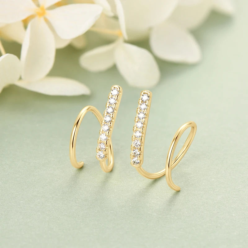 Stylish Bar Spinning Earrings 14k Gold Plated 925 Silver for Women Moissanite Piercing Earrings Jewelry 2024 Trend Gift