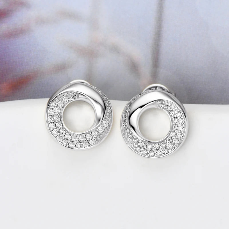 Doughnut Circle D Color Moissanite Stud Earrings for Women Men Real 925 Silver Piercing Ear Jewelry with GRA Certificate