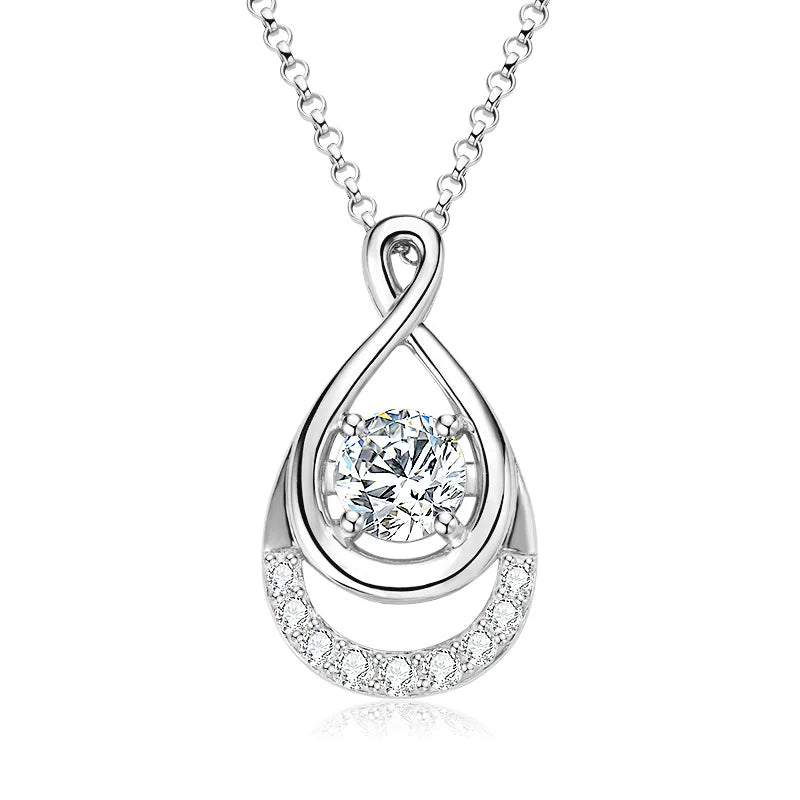 2025 1.0 carat 6.5mm Moissanite Infinity Pendant Necklace Adjustable 925 Silver Chain for Women Fine Jewelry Gift Birthday