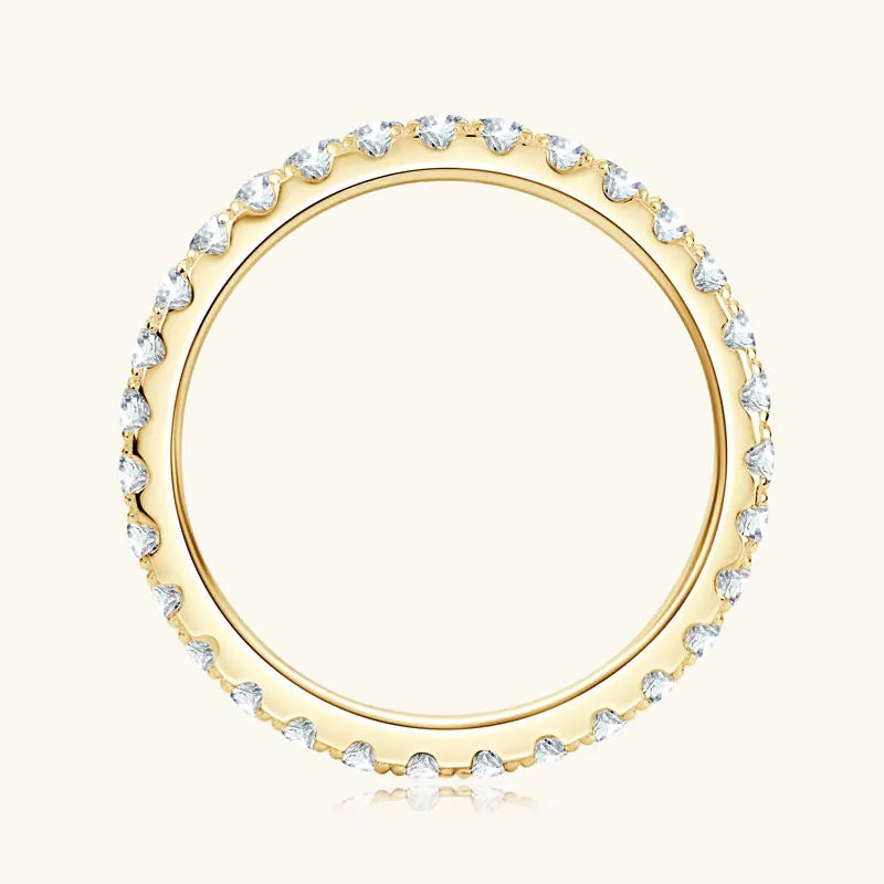 Classic 925 Sterling Silver Full Eternity Ring 2mm D Moissanite Rings Stackable Finger Bands for Women 18k Gold Plated Jewelry