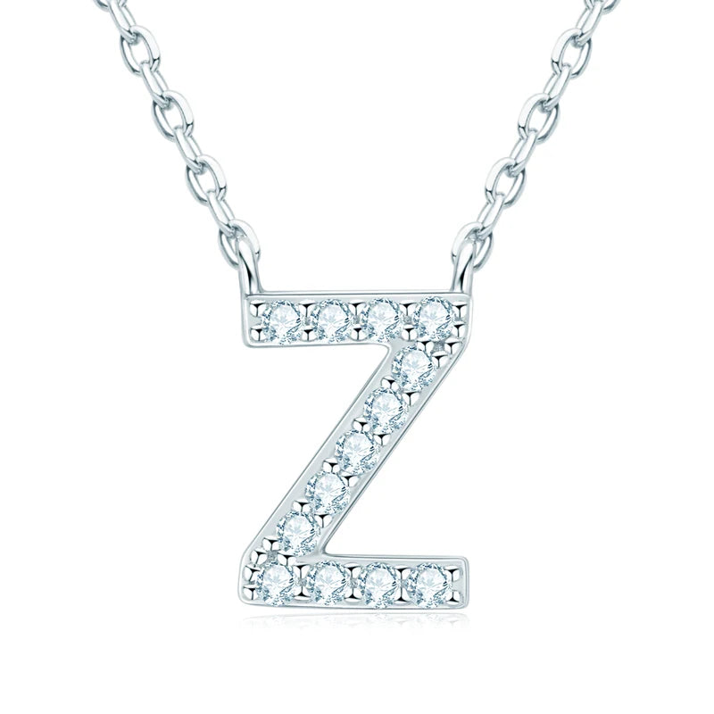 Initial Moissanite 26 Letter Pendant Necklace for Women Men Real Silver 925 Name Pendant Fine Jewelry Valentine's Day Gift