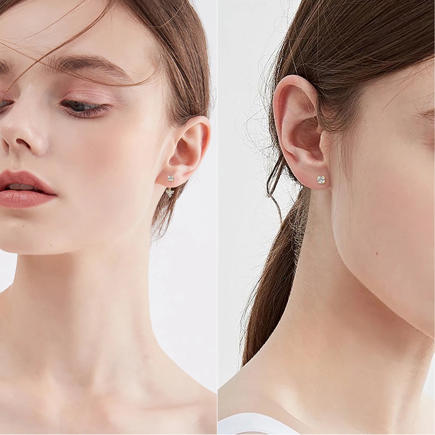 2024 Trendy Real 925 Silver D Moissanite Drop Earrings Piercing Stud Earrings Jacket Certified Jewelry for Women Gift GRA