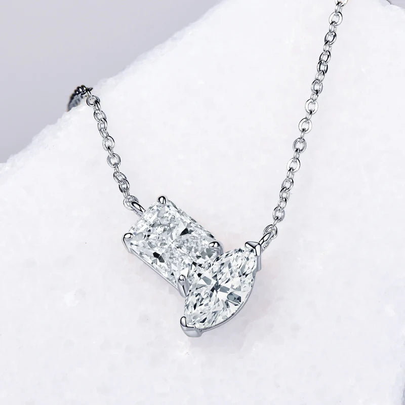 Real 3.0CTW. Oval Cut Moissanite Pendant Necklace Silver 925 Chain Choker for Women's Gift Birthday Certificate Jewelry 2024 New