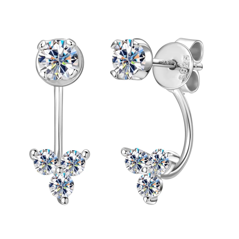 2024 Trendy Real 925 Silver D Moissanite Drop Earrings Piercing Stud Earrings Jacket Certified Jewelry for Women Gift GRA