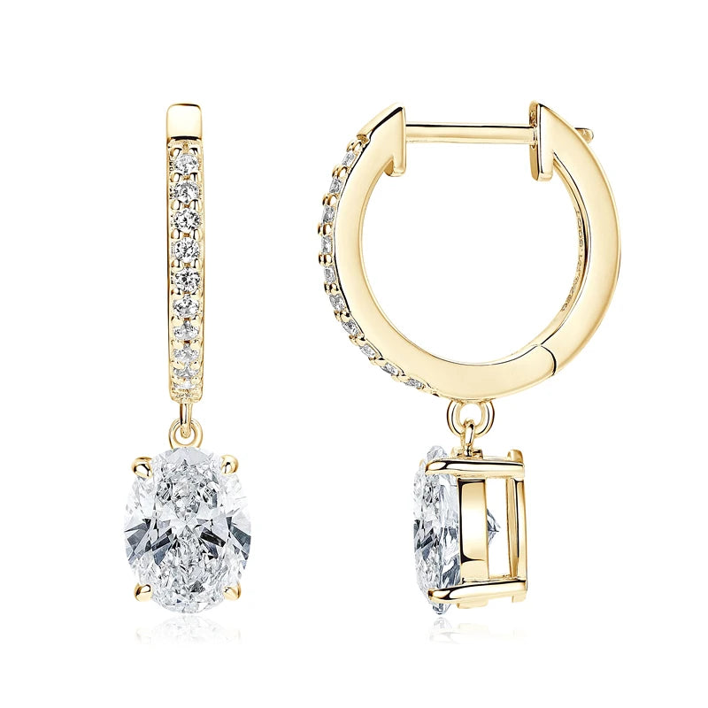 New Hoop Drop Earrings 100% Sterling Silver 925 1.5CT Moissanite D Color Oval Cut Earrings for Women Jewelry Gift Wedding Party