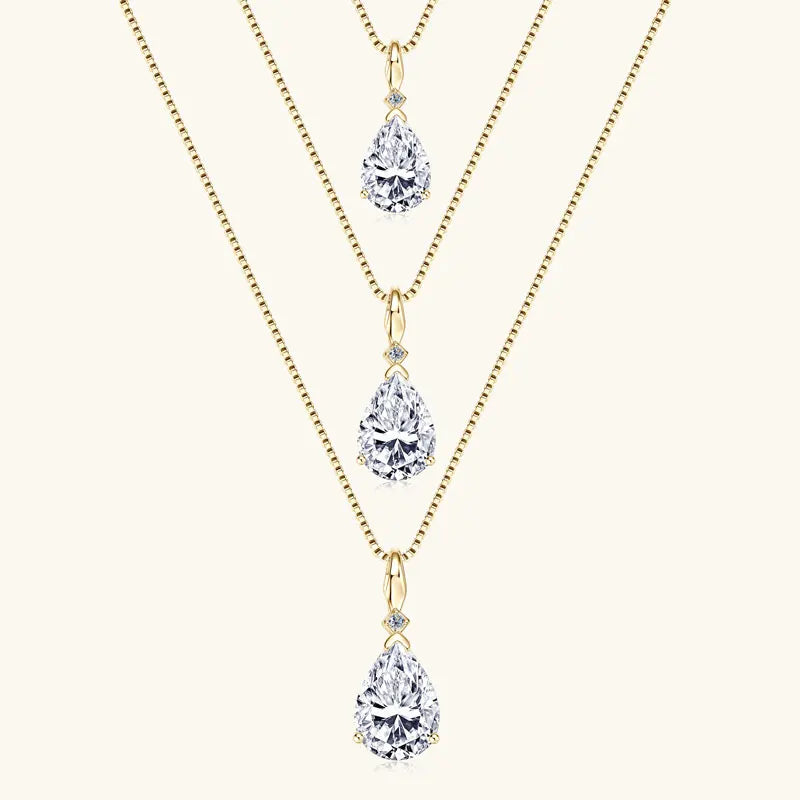 4CT 2CT 1.5CT Pear Cut D Waterdrop Moissanite Pendant Necklace for Women 925 Silver Adjustable Chain Luxury Jewelry Gift